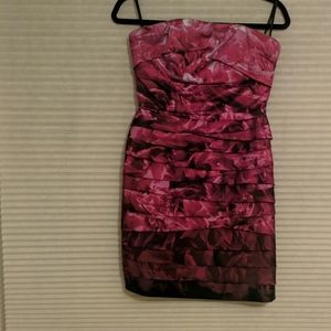 Pink and red floral party dress